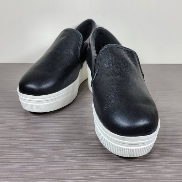 J/Slides Wedge/Platform Slip On Sneaker, Black Leather, Womens Size 9 US - Picture 4 of 12